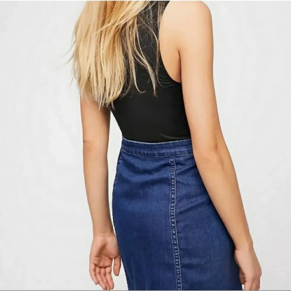 Free People This Way or That Denim Mini Skirt Zipper Skirt High Rise 4 Small